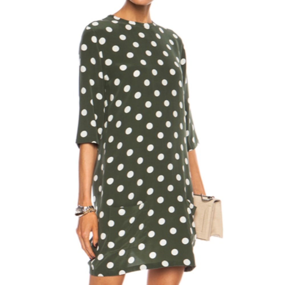 Equipment “Aubrey” Green Polka Dot Dress, XS